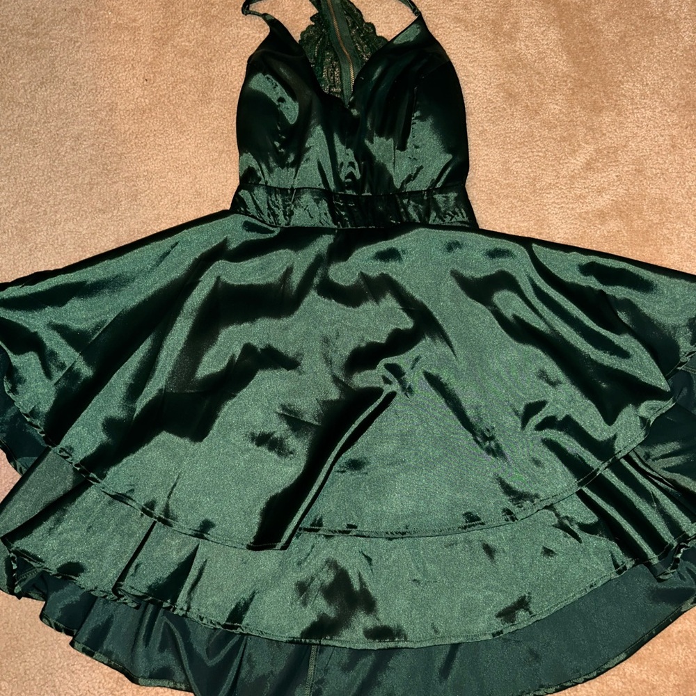 Dark Green Halter Homecoming Dress